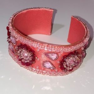 Handmade embellished pink cuff